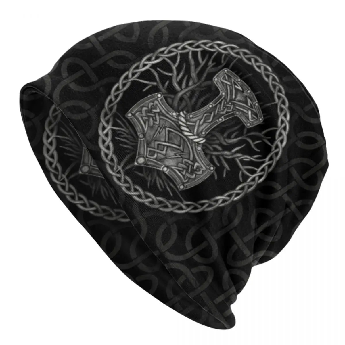 Viking Valhalla Fenrir Wolf Beanie – Nordic Skull Cap for Men and Women, Winter Warm Knit Hat with Odin’s Power - Premium beanie from Lizard Vigilante - Just $18.88! Shop now at Lizard Vigilante