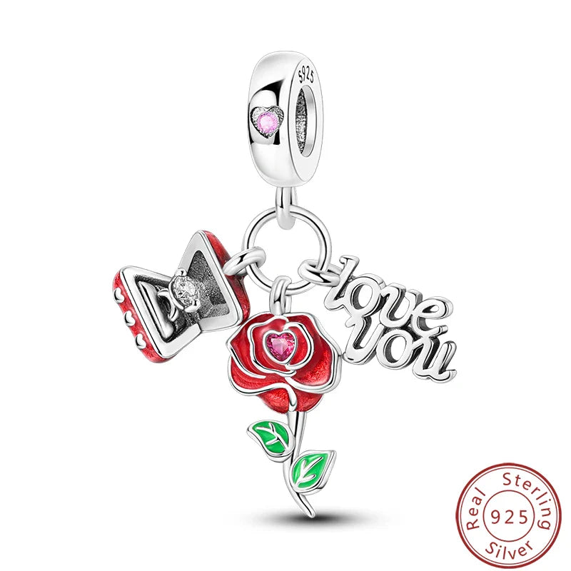 S925 Sterling Silver Princess Golf Hamster Camera Travel Three Piece Set Charms Beads 3mm DIY Fine Jewelry Making