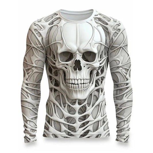 Men's T-shirt 3D Stereoscopic Printing Skull Sweater Skeleton Round Neck Long-Sleeved Tops Male Casual Streetwear - Lizard Vigilante