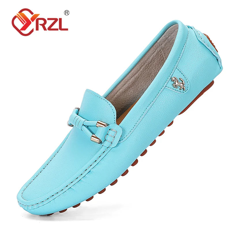 YRZL Men's Handmade Leather Loafers – Casual Slip-On Driving Flats, Luxury Moccasins for Men, Comfortable Shoes Plus Size 37-48 - Premium sandals from Lizard Vigilante - Just $40.99! Shop now at Lizard Vigilante