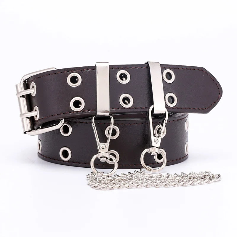 Women's Punk Chain Belt - Alloy Buckle, PU Leather - Premium belt from Lizard Vigilante - Just $18.99! Shop now at Lizard Vigilante