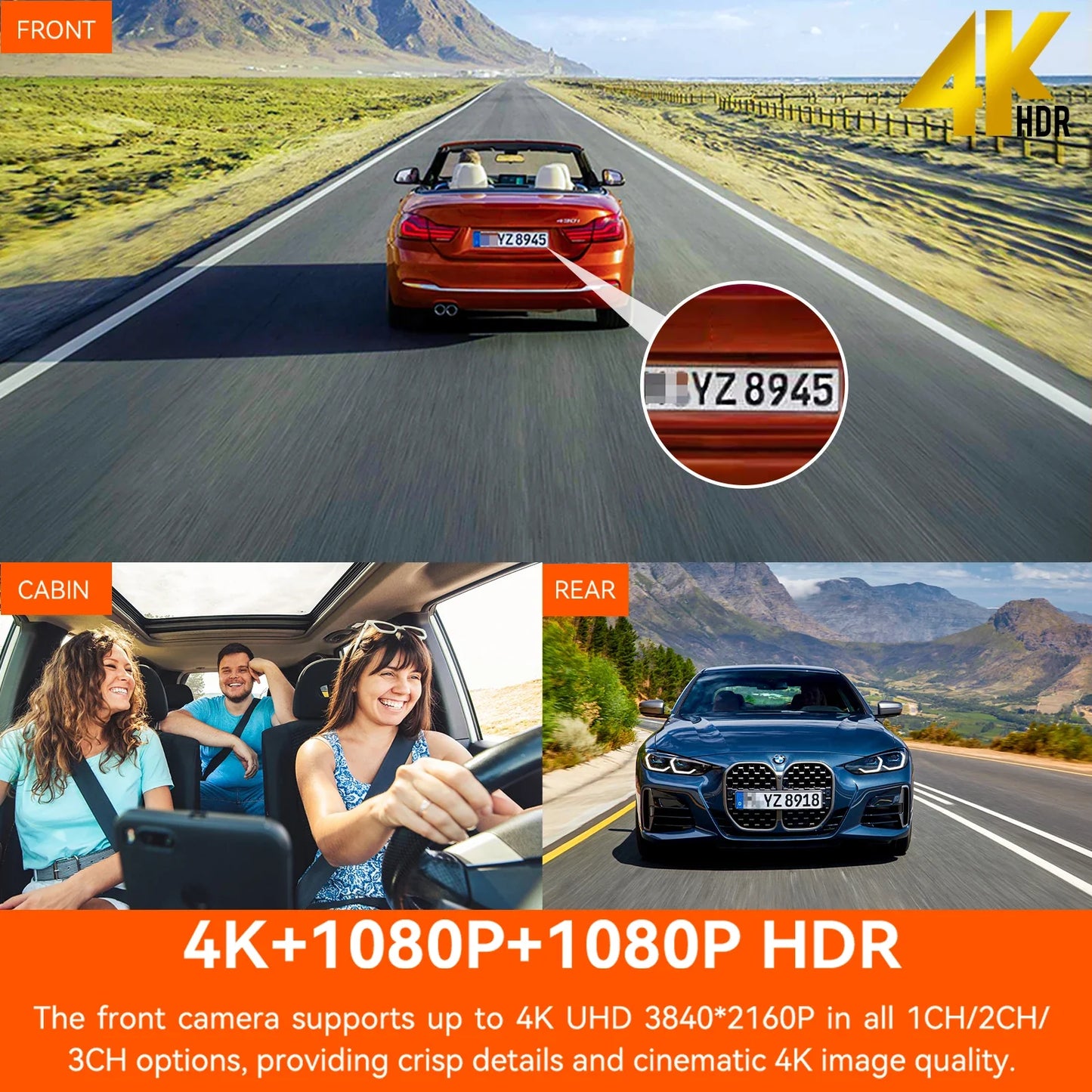 Vantrue N4Pro Dashcam 4K Wi-Fi 3-Channel Dashcam Voice Control IMX678 Night Vision HDR GPS Cam 24h Packing Mode Camera for Car