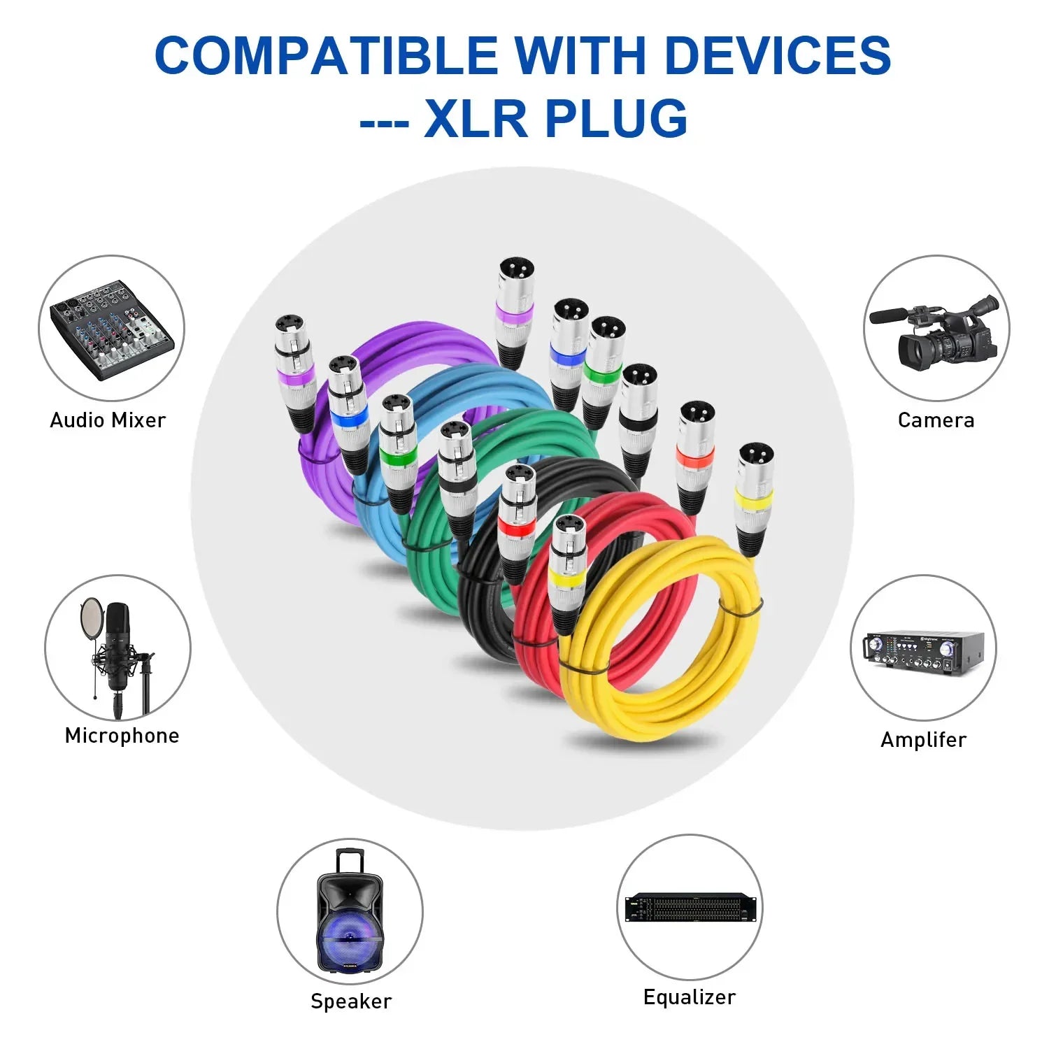 DREMAKE RiotChord XLR Cable Set – 6-Pack Colored Pro Mic Lines for Stage Killers, Studio Renegades, and Sonic Chaos Engineers - Premium xlr cables from dsers - Just $127.99! Shop now at Lizard Vigilante