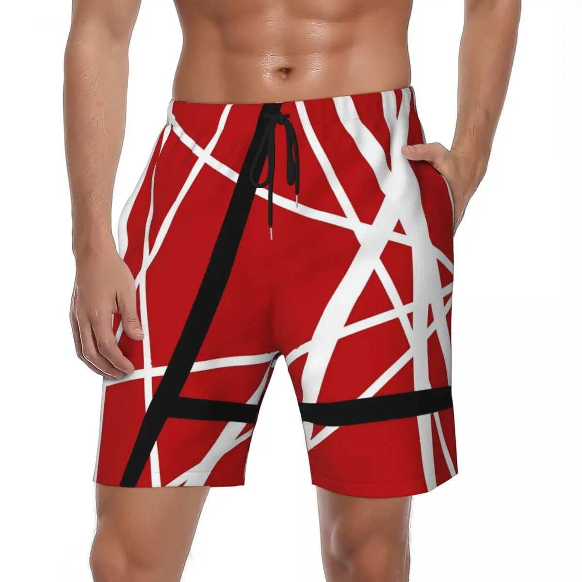 Van Halen Summer Stripes Gym & Swim Shorts – Fast-Dry Digital Print Board Shorts for Men’s Beach Adventures - Premium shorts from Lizard Vigilante - Just $38.88! Shop now at Lizard Vigilante