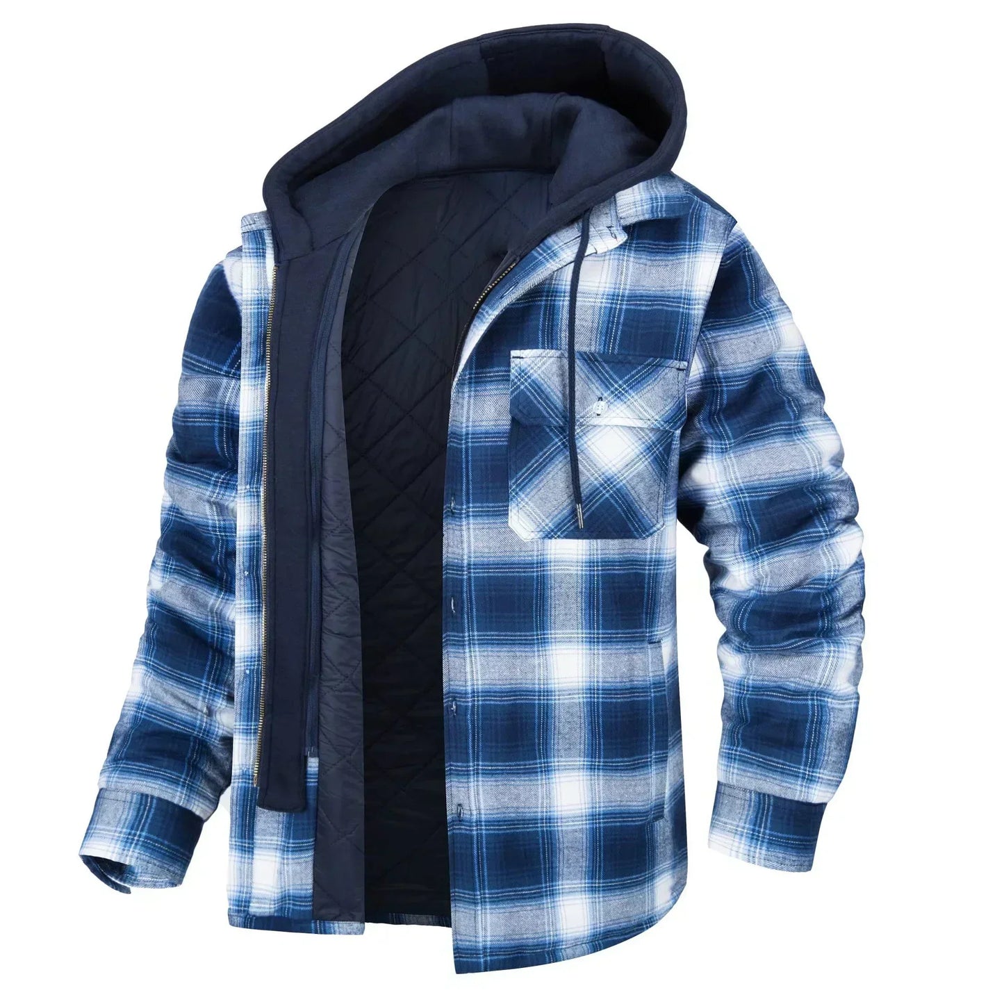 2024 Men's Winter Hooded Jacket – Warm, Thick Cotton Casual Coat with Detachable Hood & Plaid Design for Autumn & Winter - Premium  from Lizard Vigilante - Just $53.88! Shop now at Lizard Vigilante