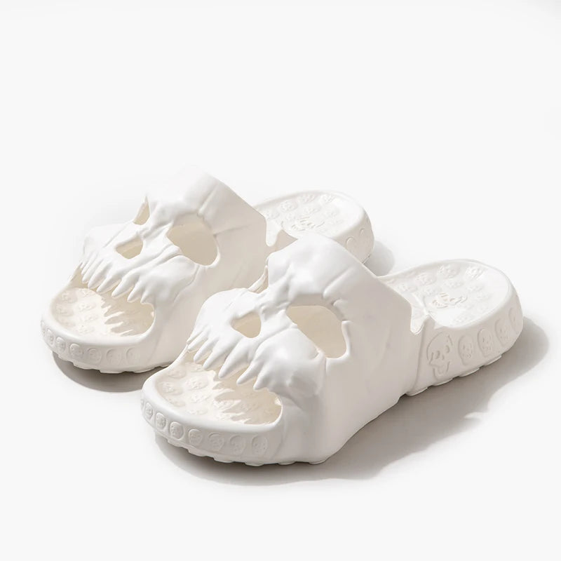 Unisex Skull Platform Slides Slippers Skull Shoes Men's Women's Platform Soft Home Beach Slippers Sandals Summer Flip Flops - Premium flip flops, Slides from Lizard Vigilante - Just $39.99! Shop now at Lizard Vigilante