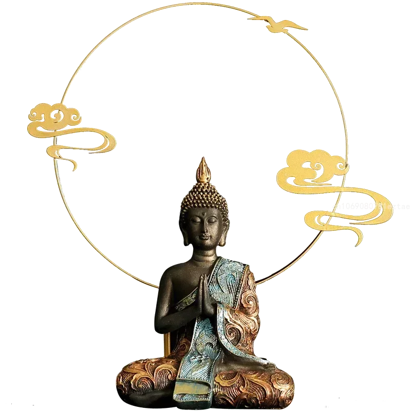 Large Buddha Statue Thailand Buda Buddha Sculpture Green Resin Handmade Buddhism Hindu Fengshui Figurine Meditation Home Decor