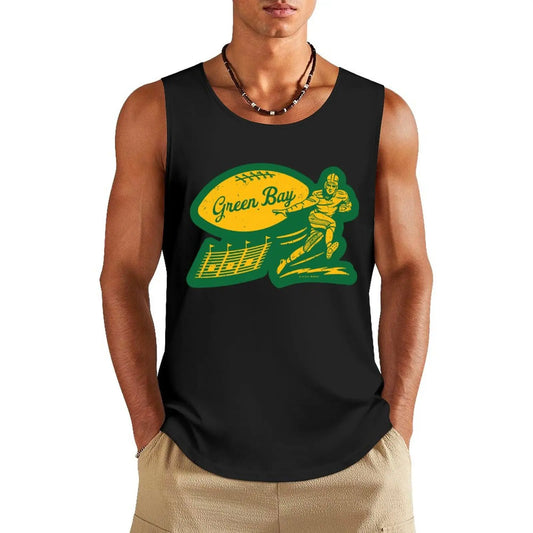 Vintage Green Bay Packers Tank Top – Stylish Yellow Wordmark Sleeveless Sportswear for Men - Premium Tank Top from Lizard Vigilante - Just $28.88! Shop now at Lizard Vigilante