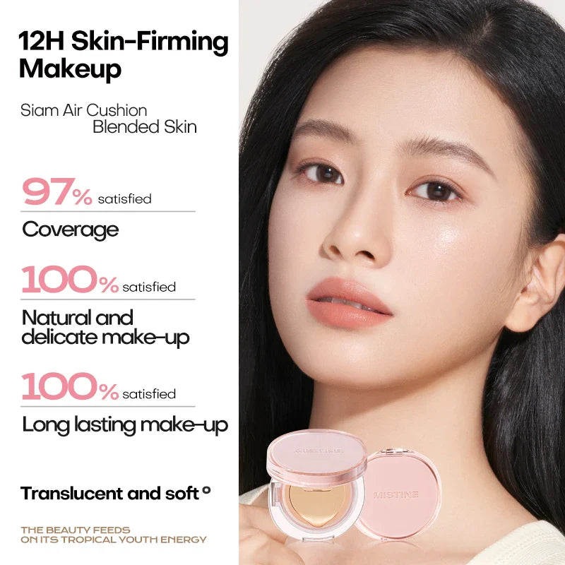 Mistine Foundtion Air Cushion with Natural Dewy Finish Makeup Moisturize Nourish Powdered Cream for Combination Skin 13g 1pc