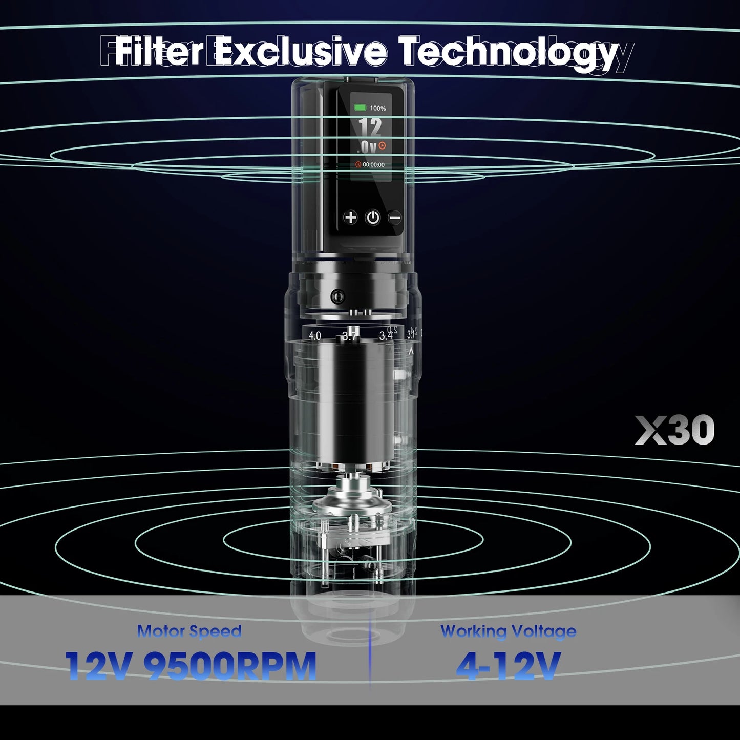 Filter X3 “Blood Voltage” Wireless Tattoo Pen — 6 Adjustable Strokes, 1600mAh Power Beast, Coreless Motor, EZ Precision Machine