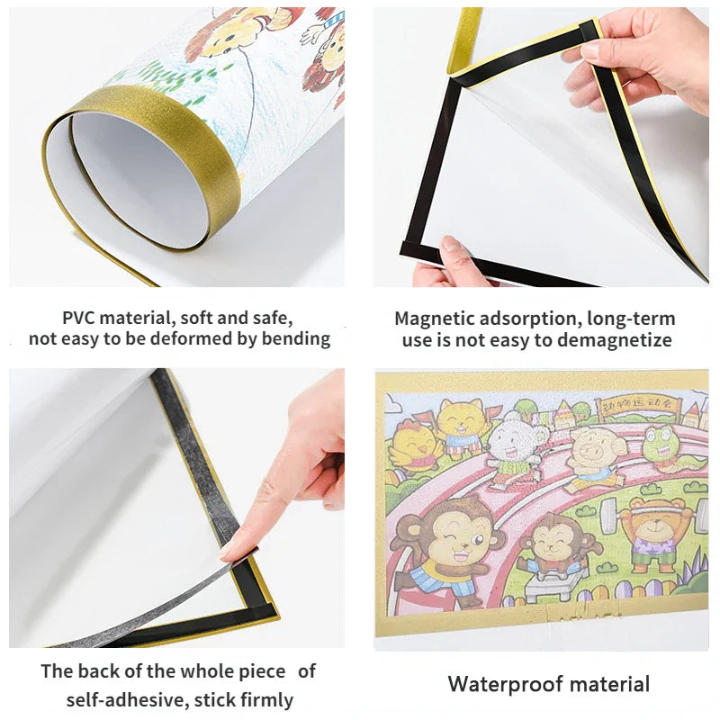 A4/A5/A6 Black Magnetic Photo Frame Publicity Column Advertising Column Self Adhesive Soft Poster Frame Certificate Folder