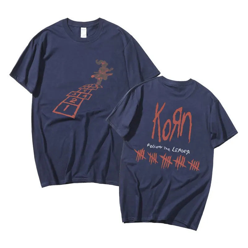 Rock Band Korn Follow The Leader Graphic T Shirt Men Women Fashion Loose Short Sleeve Tees Man Vintage Gothic Oversized Tshirt - Lizard Vigilante