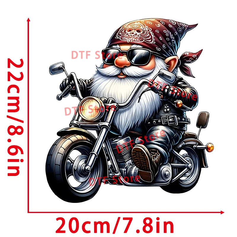 Rock 'n' Roll Elf Motorcycle Iron-On Transfer – Cool Thermal Sticker for Kids’ Clothing - Premium iron on transfer from Lizard Vigilante - Just $14.99! Shop now at Lizard Vigilante