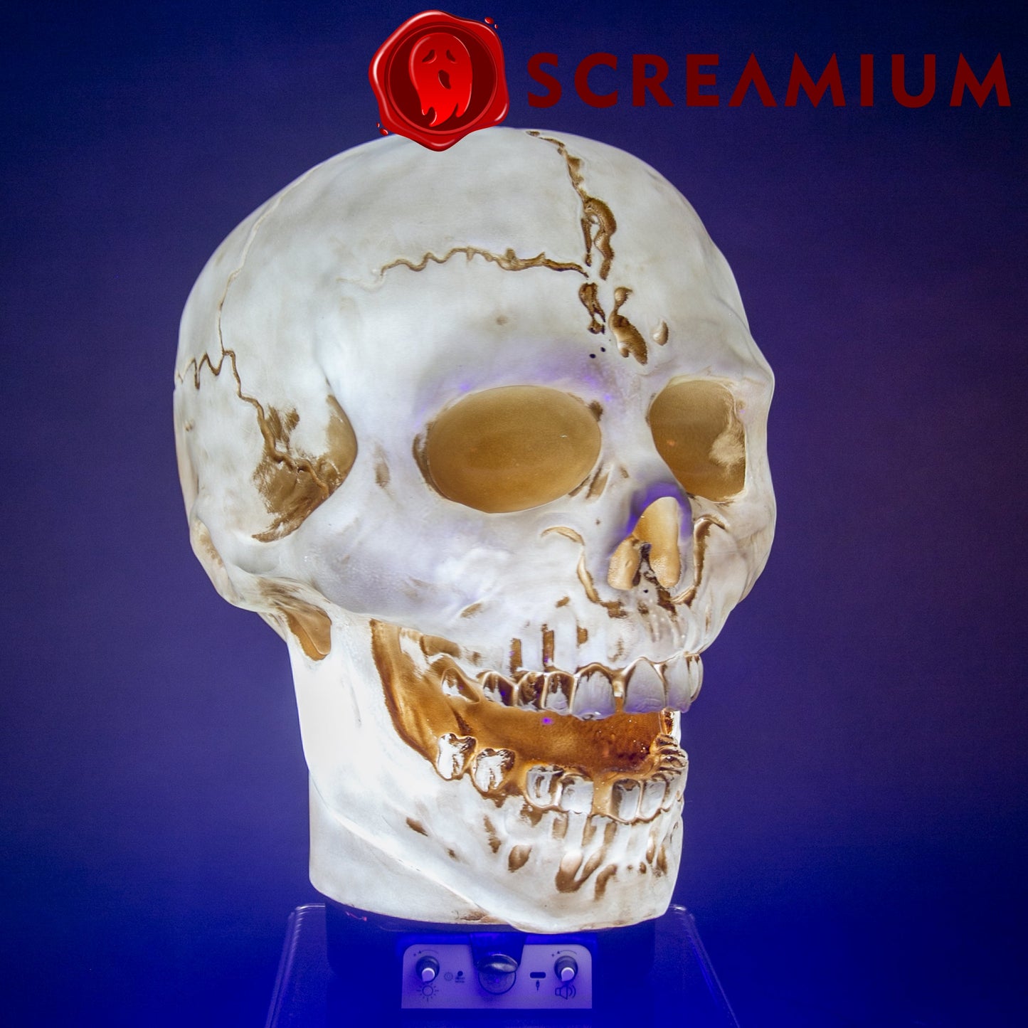 Giant Skull Animatronic Lamp Prop 20-Inch-Tall Heavy Duty Polyresin Halloween Decoration