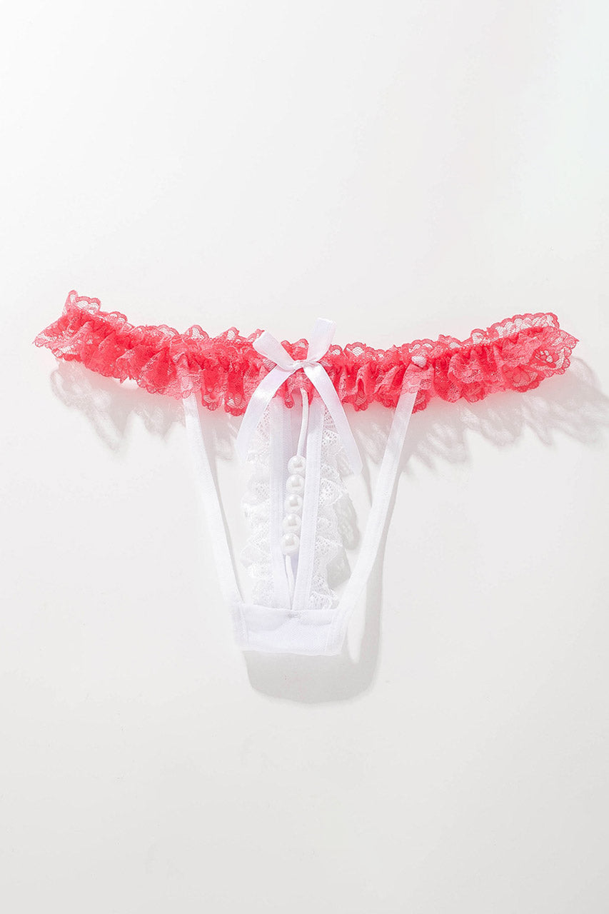 Crotchless ruffle Lace Thong