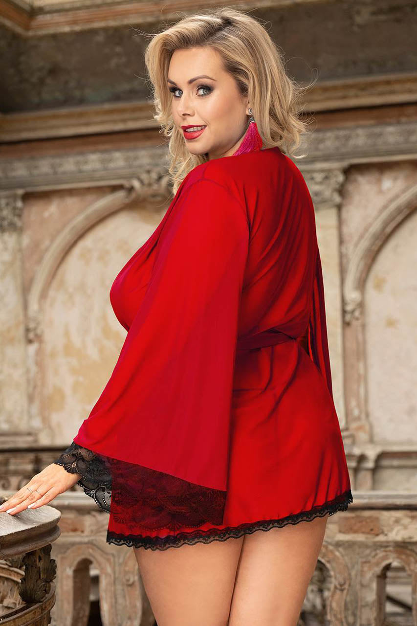Plus Size Mesh Two Tone Robe