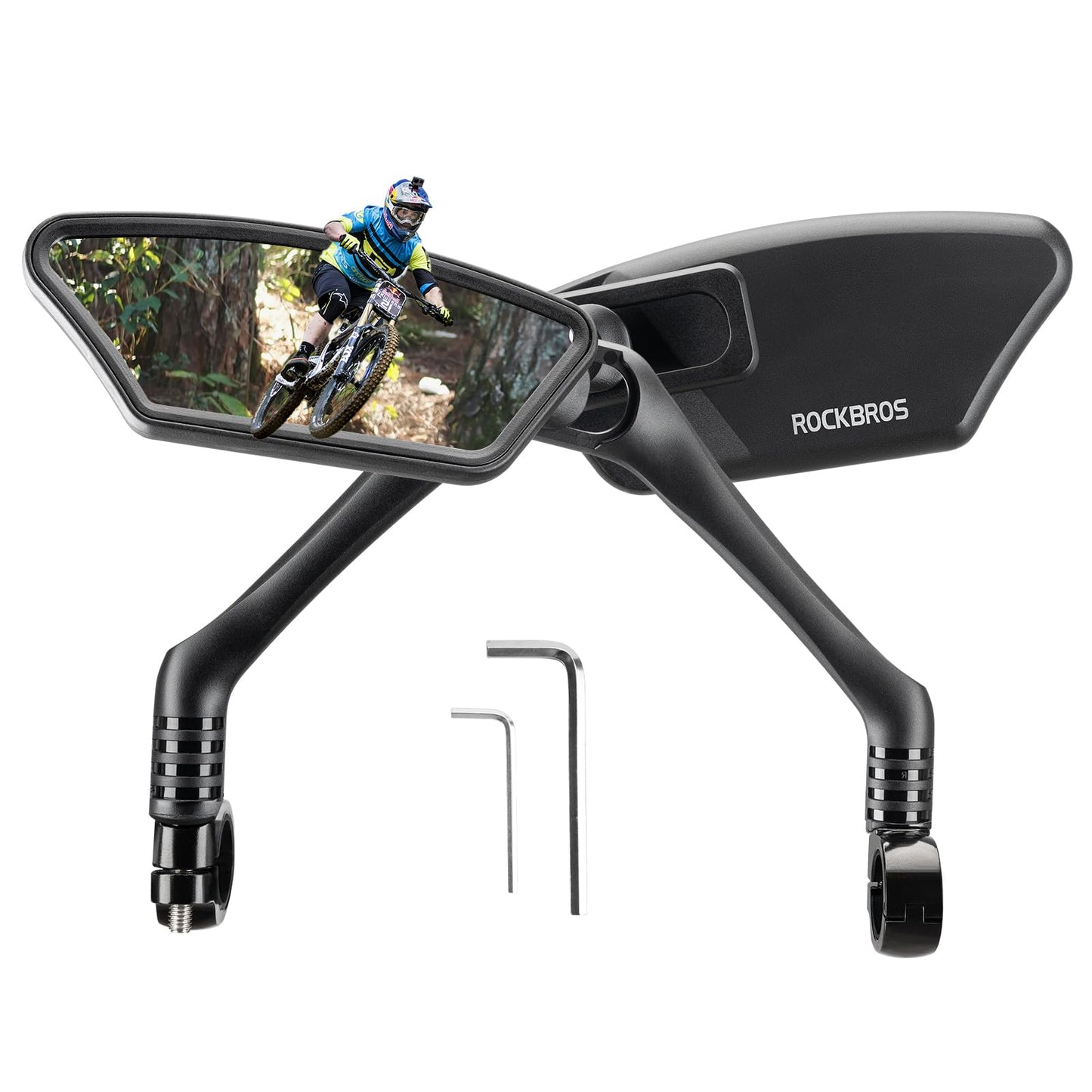 ROCKBROS HD Blast-Resistant Bike Mirror Adjustable Handlebar Mount 21-26mm