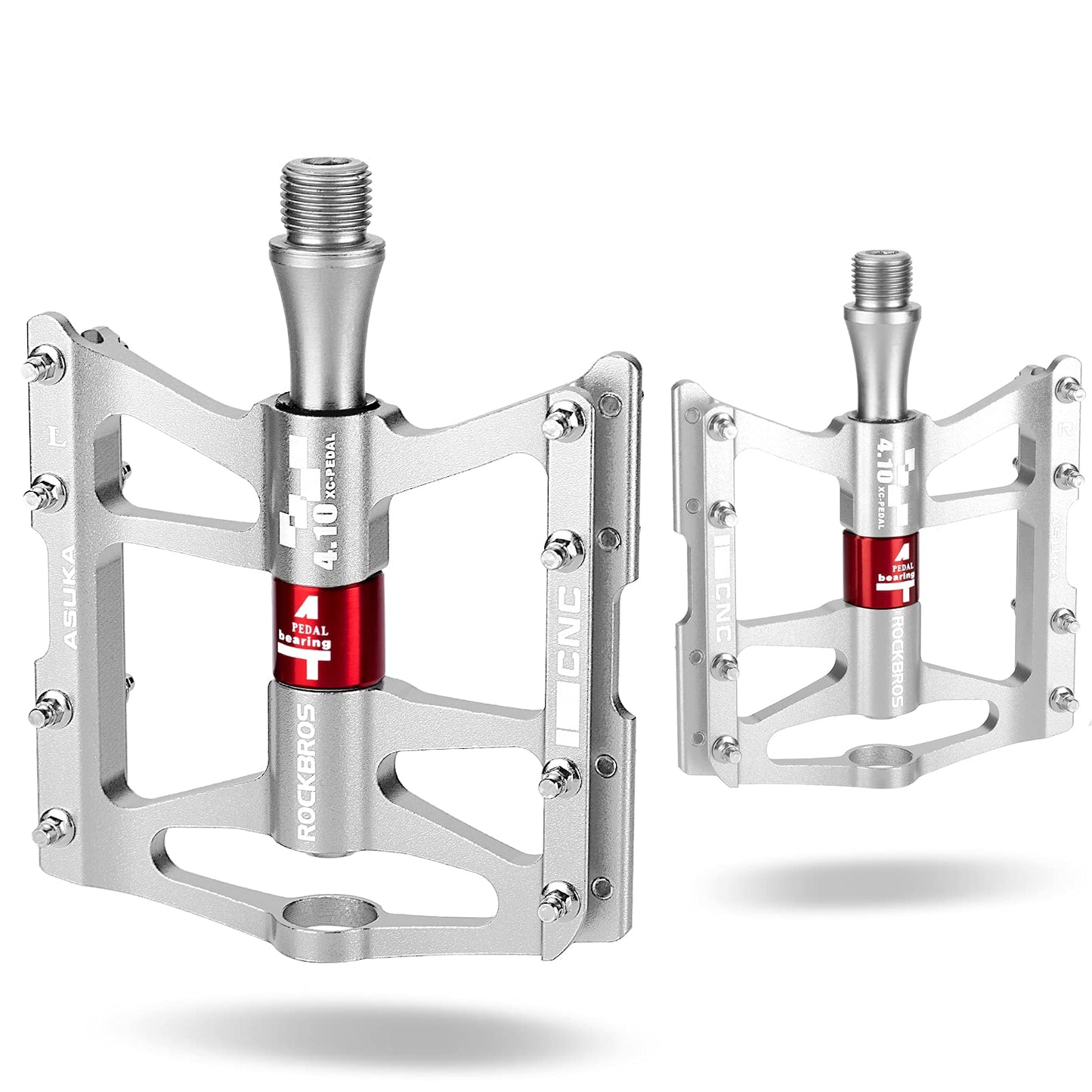 ROCKBROS 4 Bearings Mountain MTB Bike Pedals Platform Flat Aluminum Alloy 9/16"