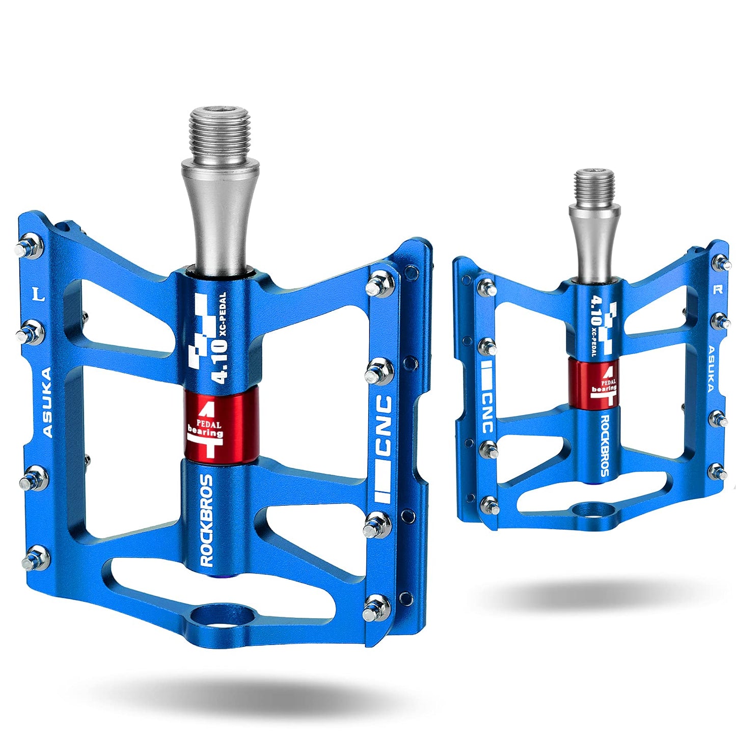 ROCKBROS 4 Bearings Mountain MTB Bike Pedals Platform Flat Aluminum Alloy 9/16"