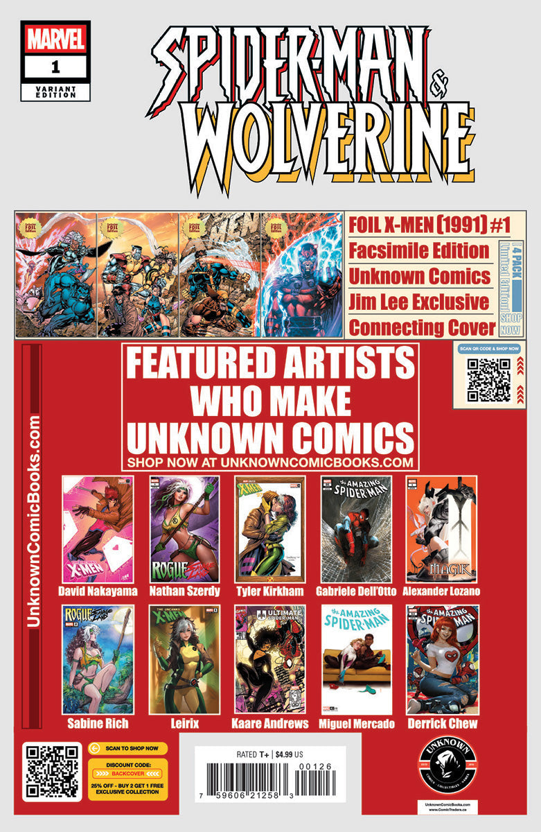 Spider-man & Wolverine #1 Unknown Comics Tyler Kirkham Exclusive Var (06/18/2025)