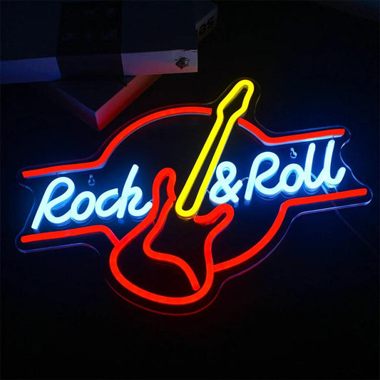 Rock & Roll Neon Signs Guitar Music Led Neon Light Art Wall Decor for Game Room Music Party Rock Studio Bar Disco Party Neon Man Cave Art - Lizard Vigilante