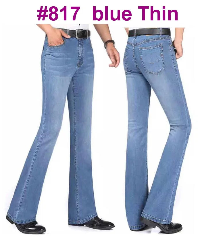 Men's Mid-Rise Elastic Flare Jeans Fashion Men Flare Jeans Men's Denim Pants Multiple Color Size 26-40 - Premium jeans from Lizard Vigilante - Just $25.99! Shop now at Lizard Vigilante