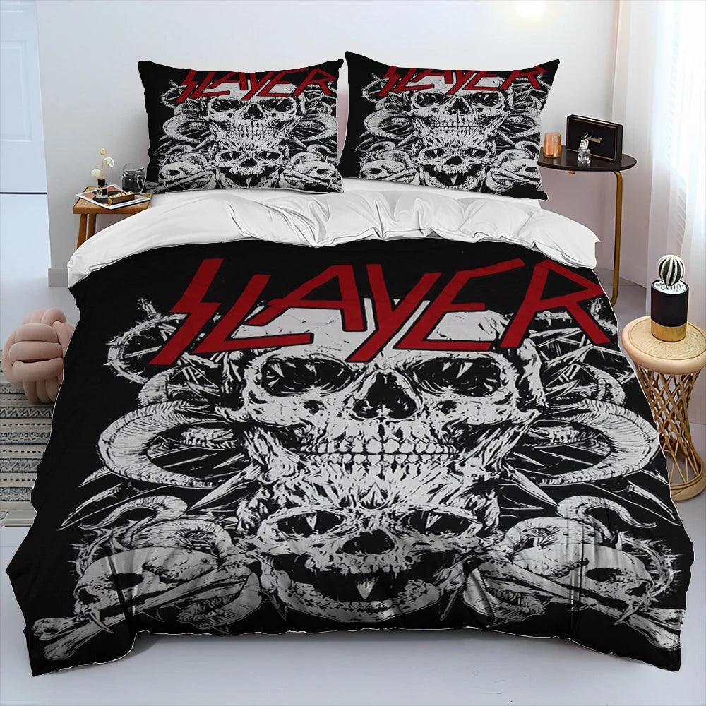 Slayer Show No Mercy Heavy Metal Band Music Comforter Bedding Set, Duvet Cover Bed Quilt Cover Pillowcase,king Queen Size Bedding Set Kids - Lizard Vigilante