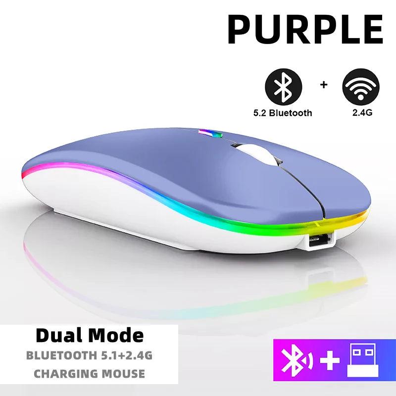 Rechargeable Bluetooth Wireless Mouse with 2.4GHz USB RGB 1600DPI Mouse for Computer Laptop Tablet PC Macbook Gaming Mouse Gamer - Lizard Vigilante