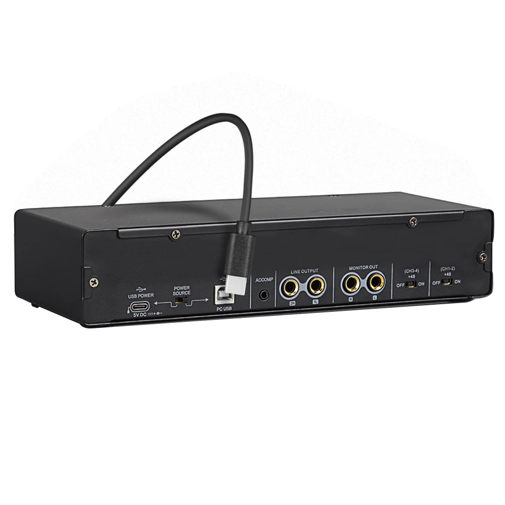 Professional 24Bit 192KHz Audio Interface Sound Card 4 Channel Sound Card for Guitar Loopback USB External Studio PC Recording - Premium  from Lizard Vigilante - Just $75.99! Shop now at Lizard Vigilante