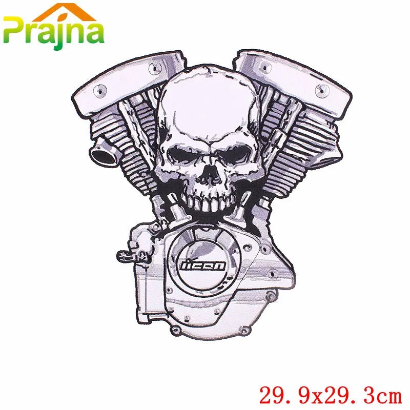 Punk Biker Patch Iron/Sew On Embroidery Patches On Clothes Skull Big Pacthes For Jacket Applique DIY Rock Large Back Pacth Badge - Lizard Vigilante