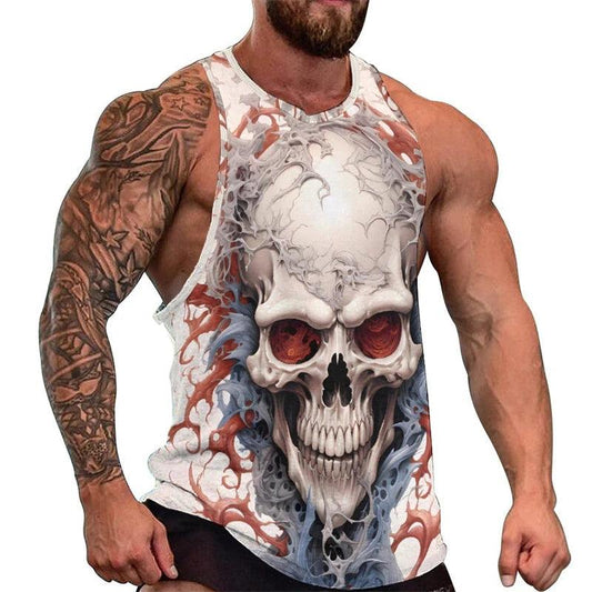 Fashion Skull 3D Print Men's Tank Top – Casual Hip Hop Graphic Tee | Streetwear Fitness Summer Sleeveless Shirt - Premium Tank Top from Lizard Vigilante - Just $23.99! Shop now at Lizard Vigilante