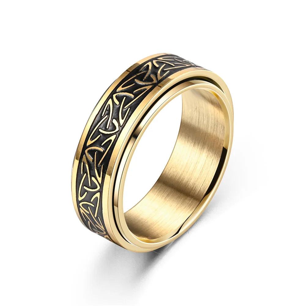 Viking Celtic Knot Rune Rotating Anxiety Joint Ring For Men Anti Stress Stainless Steel Spinner Fidgets Ring Anillo Antiestres - Lizard Vigilante