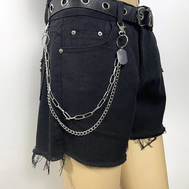 Punk Street Keychain Chain – Unisex Moon Star Rivets Skull Belt Accessory - Premium keychain from Lizard Vigilante - Just $19.88! Shop now at Lizard Vigilante