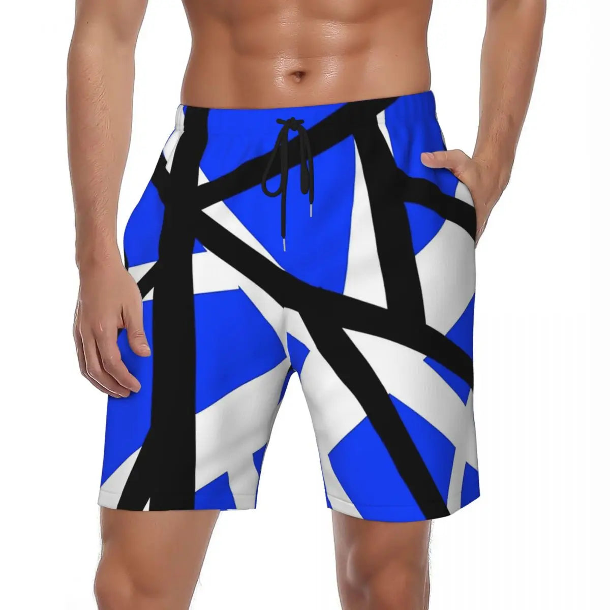 Van Halen Summer Stripes Gym & Swim Shorts – Fast-Dry Digital Print Board Shorts for Men’s Beach Adventures - Premium shorts from Lizard Vigilante - Just $38.88! Shop now at Lizard Vigilante