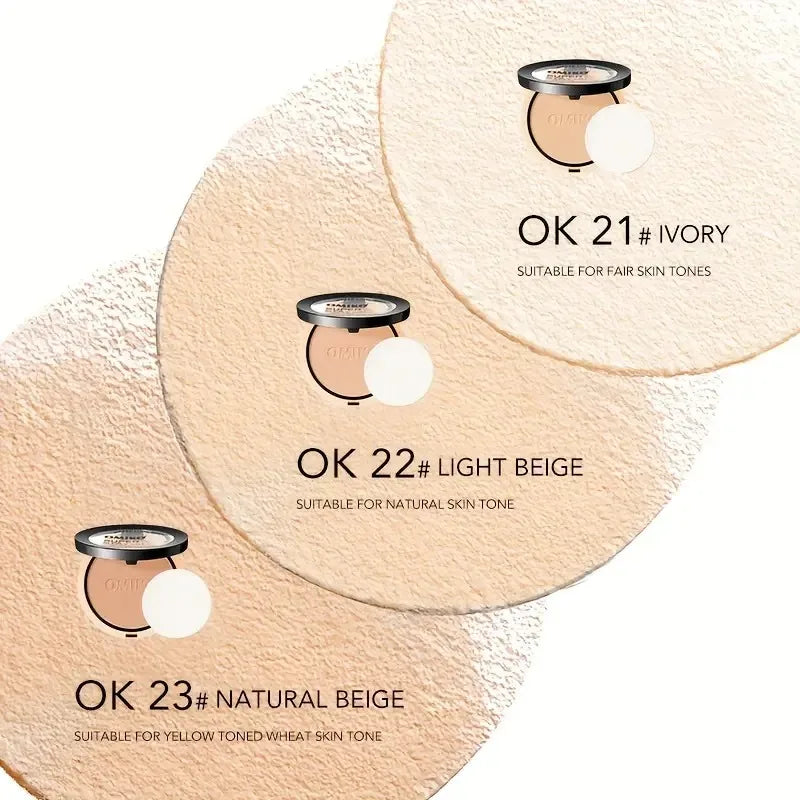 Pressed Powder Waterproof Long-lasting Full Coverage Face Compact Setting Powder Makeup Foundation Oil 3 Color Control Cosmetics