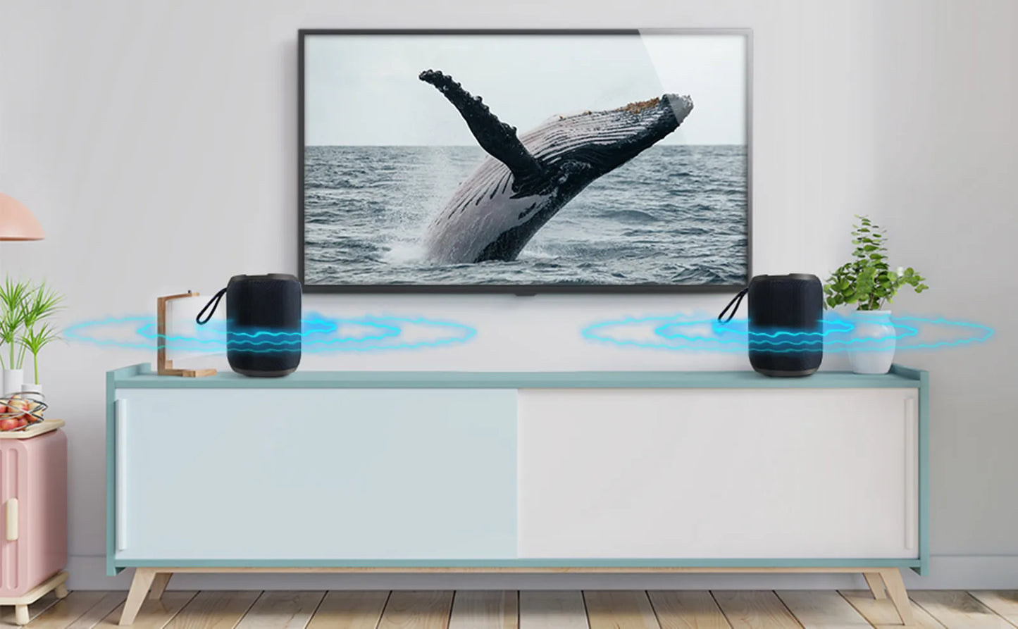 Portable Bluetooth Speaker BT5.0 IPX7 Waterproof Stereo Music Surround Wireless Speaker With LED Light Subwoofer Outdoor Speaker