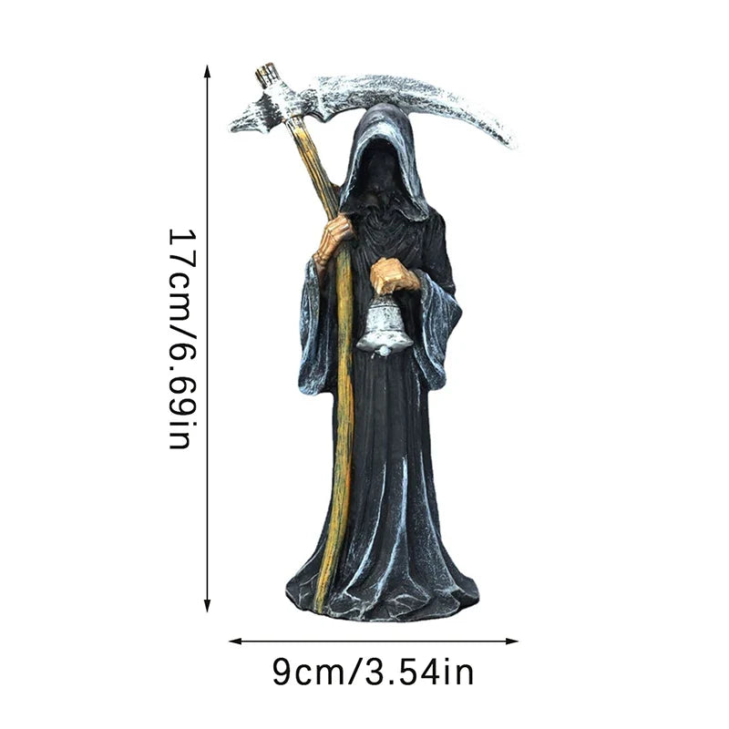 Holy Death Statue Standing Religious Decorative Figurine Grim Reaper Holding Scythe Statue Altar Halloween