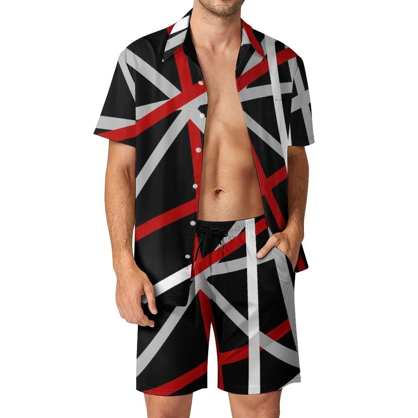 Van Halen Men's Short Sleeve Shirt & Shorts Set - Casual Summer Outfit - Premium  from Lizard Vigilante - Just $29.99! Shop now at Lizard Vigilante