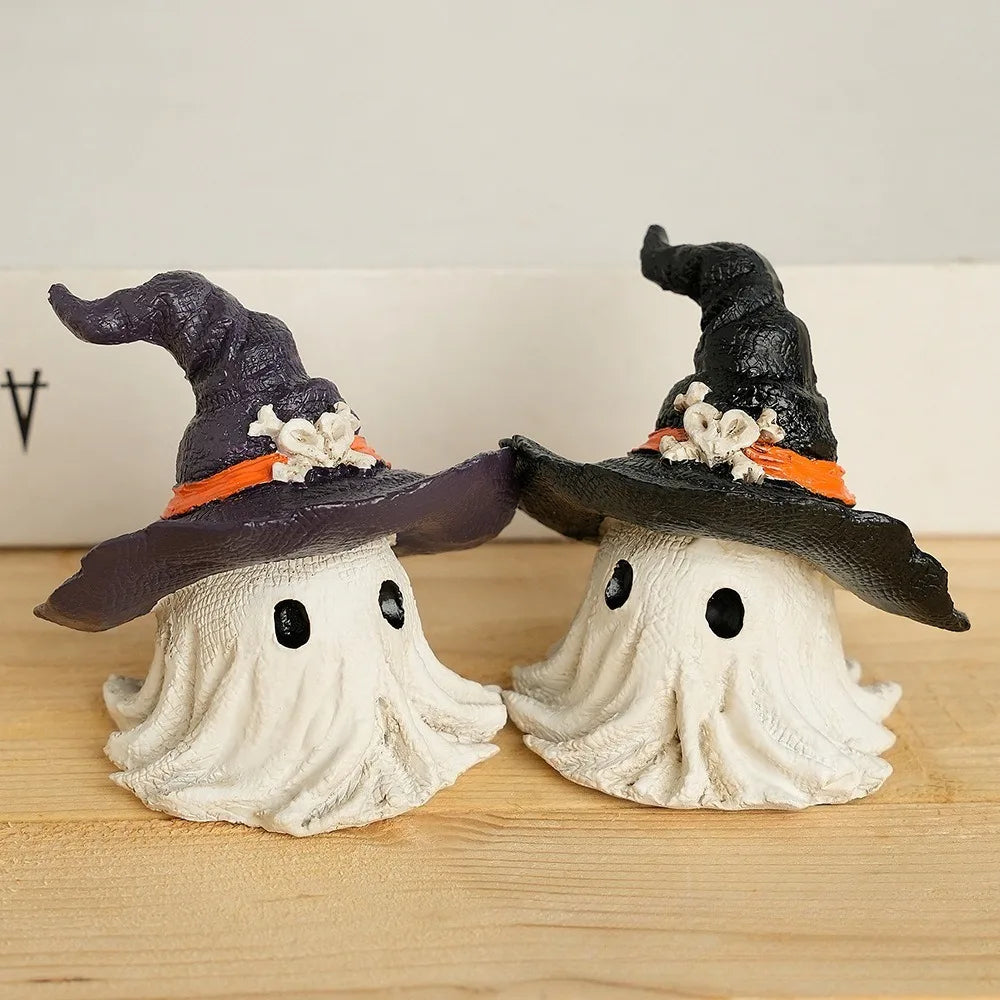 1PC Halloween Horror Hat Ghost Resin Craft Home Decor Scary Ornament Decoration Party Gift Spooky Collectible Art Fairy Garden