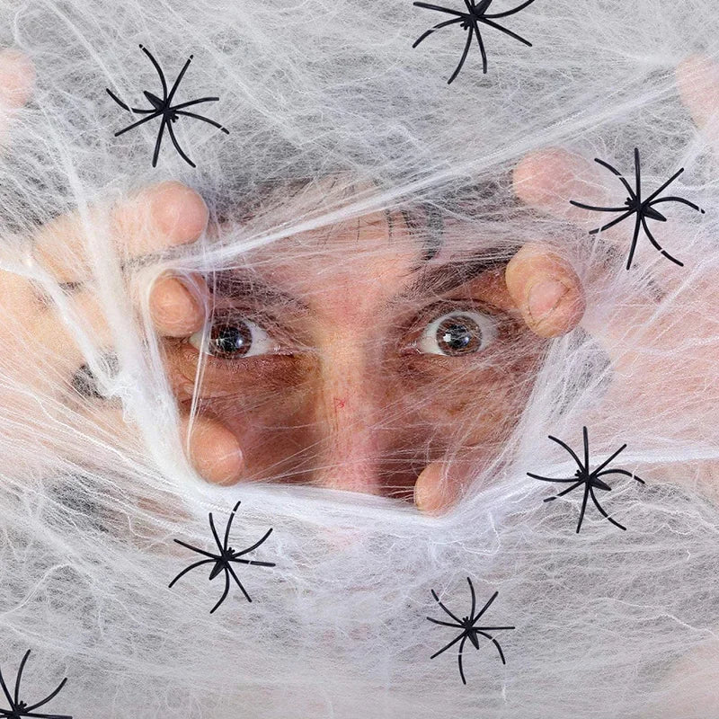 Halloween Decorations Artificial Spider Web Stretchy Cobweb Scary Party Halloween Decoration for Bar Haunted House Scene Props