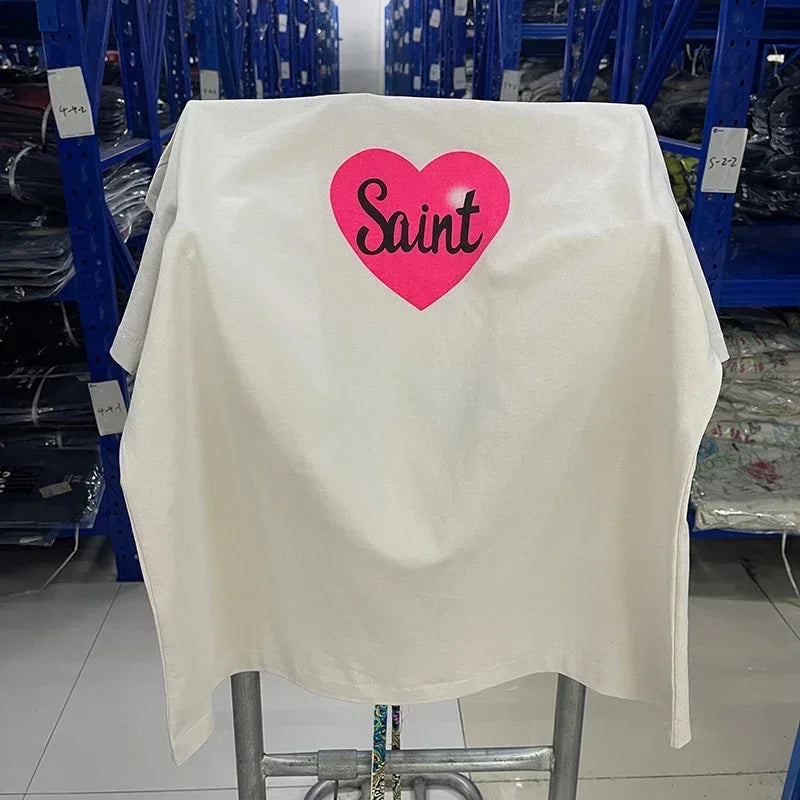 Men Women High Street Vintage Washed Black T-Shirt Top Quality Cototn TEE 3D Cracked Letters Logo Print Saint T Shirt With Tags - Premium  from Lizard Vigilante - Just $64.99! Shop now at Lizard Vigilante