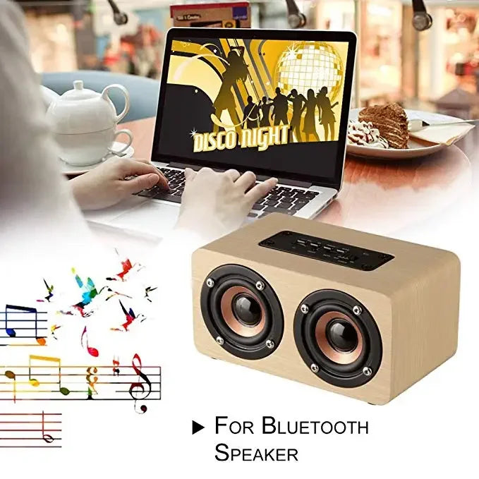 6W Wooden Bluetooth Speaker Portable Stereo HiFi Speakers TF Play Hand Free Call AUX Input Super Bass Loudspeaker Dual Subwoofer