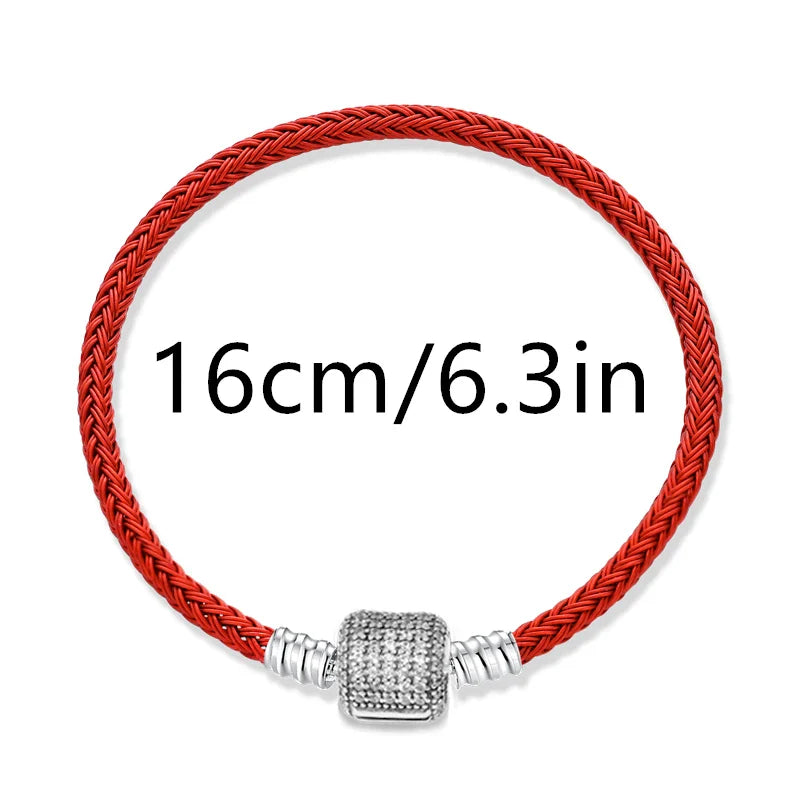 925 Silver Valentine's Day Snake Year Series Pendant Suitable for 925 Sterling Silver Original Women's Bracelet DIY Jewelry Gift