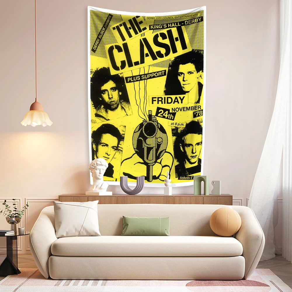 The Clash Tapestry Rock And Roll Music Heavy Metal Wall Hanging Bedroom Decoration Large Fabric Dorm Backdrop Concert Decor - Premium tapestry from Lizard Vigilante - Just $11.99! Shop now at Lizard Vigilante