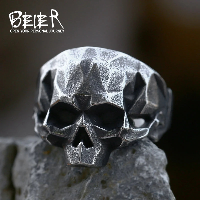 BEIER 2023 New Creative Design 316L Stainless Steel Skull Ring For Men Biker Hip Hop Men's Ring - Premium  from Lizard Vigilante - Just $6.99! Shop now at Lizard Vigilante