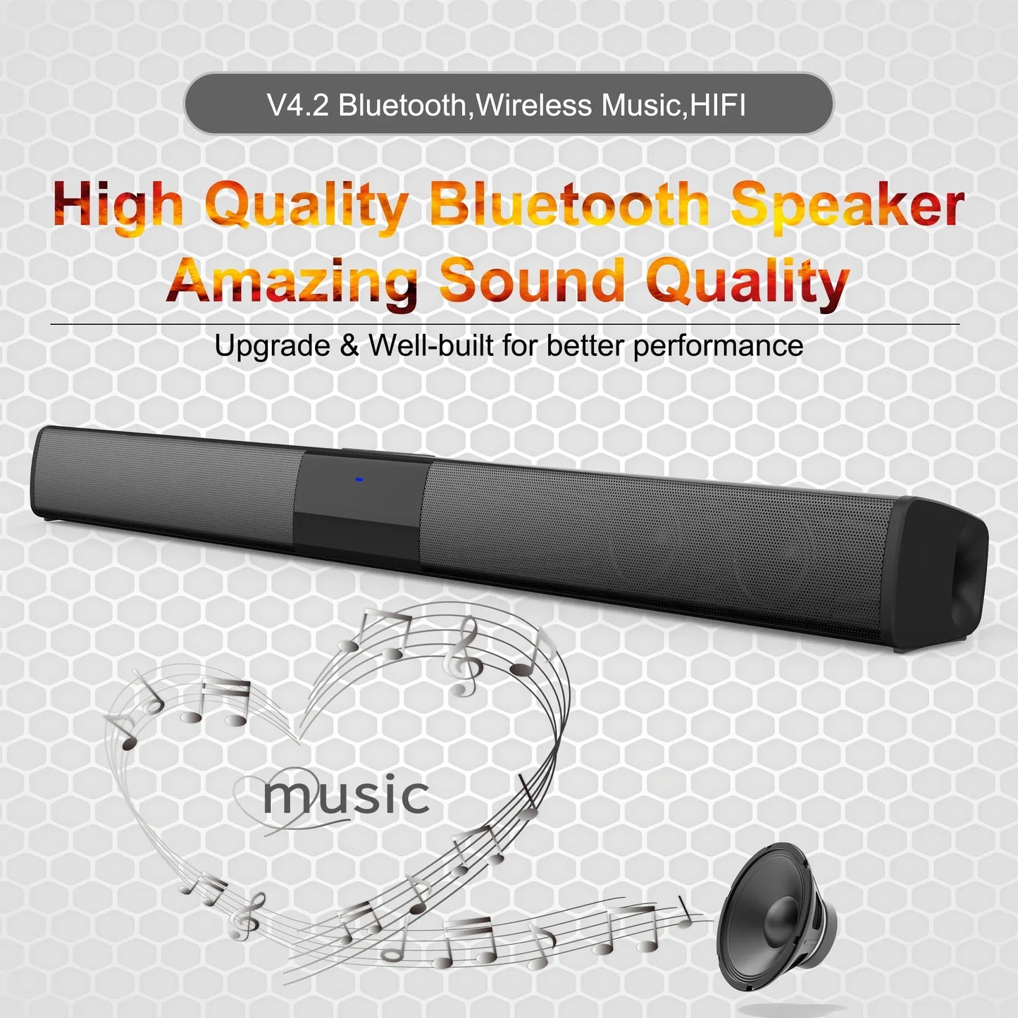 Bluetooth Speaker Column High Power Portable Speaker TV SoundBar for Computer Music Center Boom Box with TF AUX USB Radio