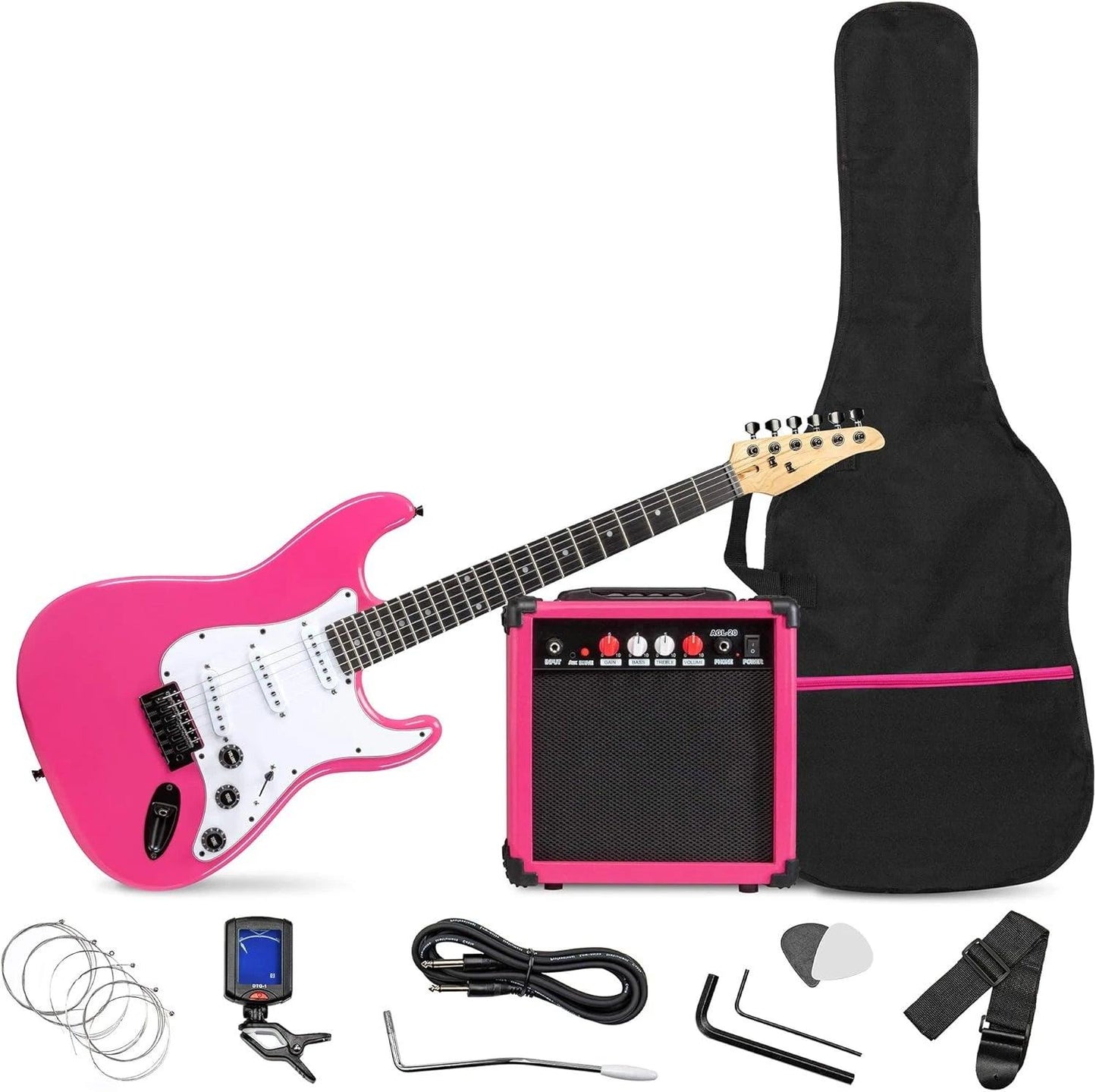 39 inch Electric Guitar Kit for Dummies Bundle with 20w Amplifier, Digital Clip On Tuner, Six Strings, Two Picks, Tremolo Bar,Shoulder Strap - Premium Electric Guitar from Lizard Vigilante - Just $234.56! Shop now at Lizard Vigilante