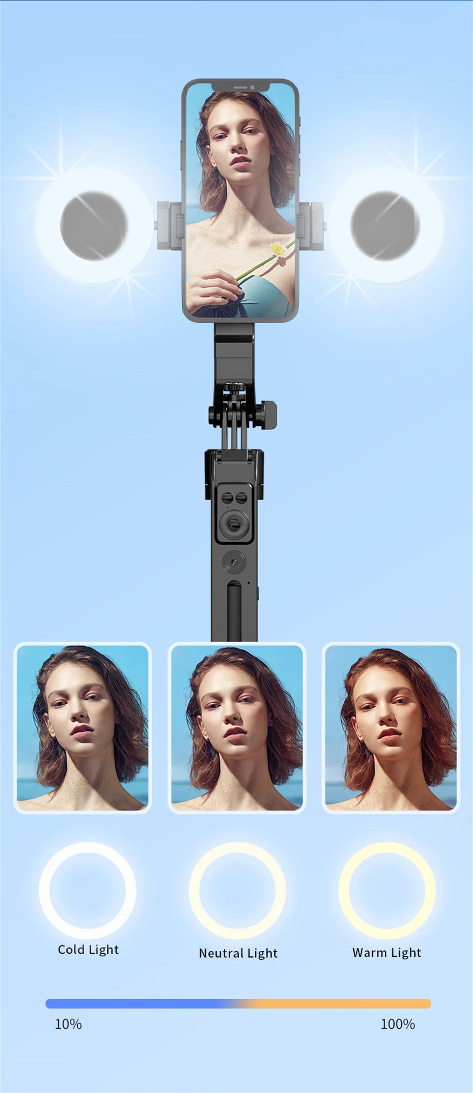 Fangtuosi IronClutch AI Tripod Gimbal — Bluetooth Selfie Stick & Smart Follow Stabilizer For Smartphones