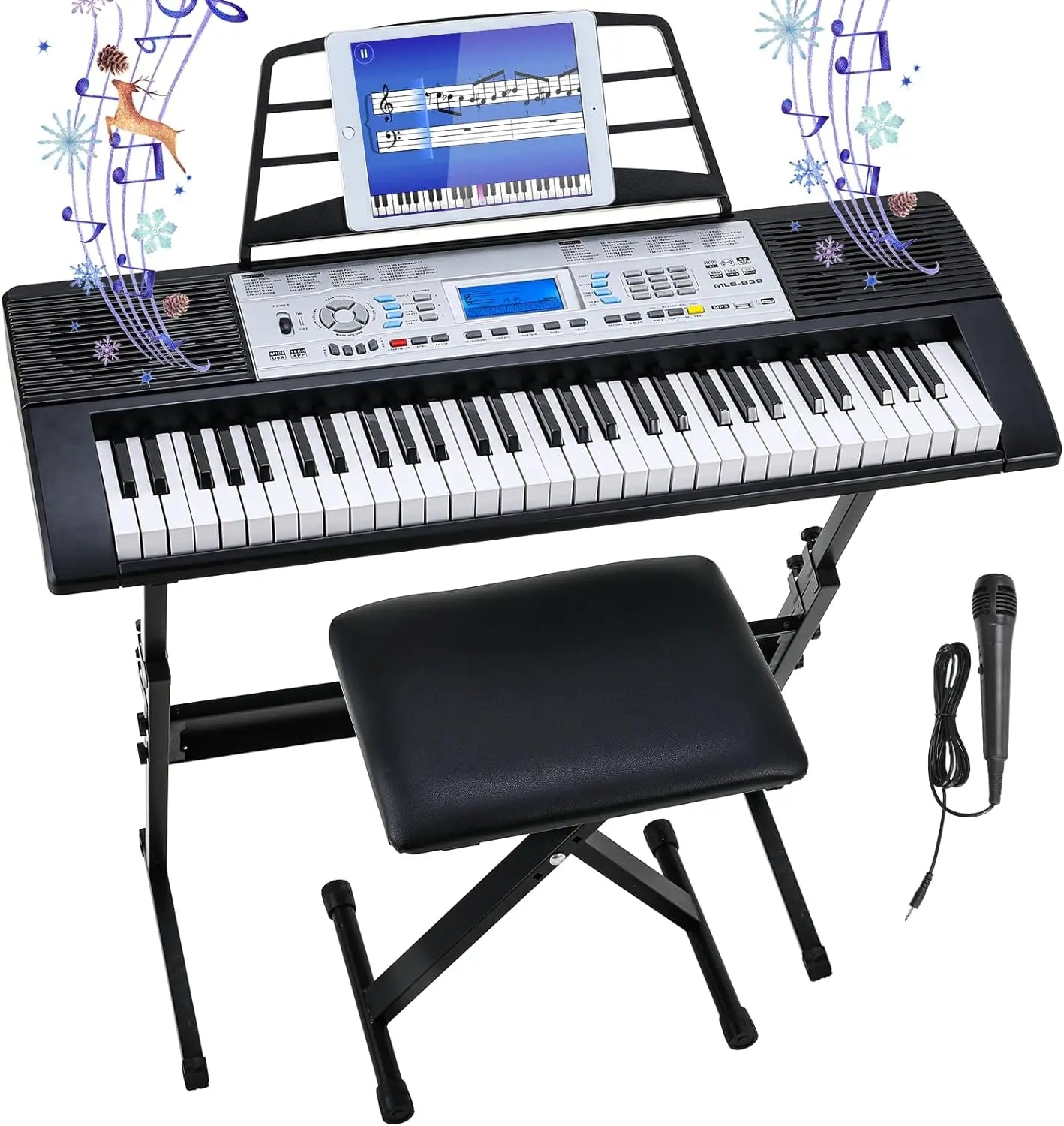 Multifunctional Digital Piano Keyboard Set for Kids with Microphone, 61 Key Keyboard Piano, Dual Power Supply, Built-in Dual Speakers,LCD Screen - Premium electronic keyboard from Lizard Vigilante - Just $139.99! Shop now at Lizard Vigilante