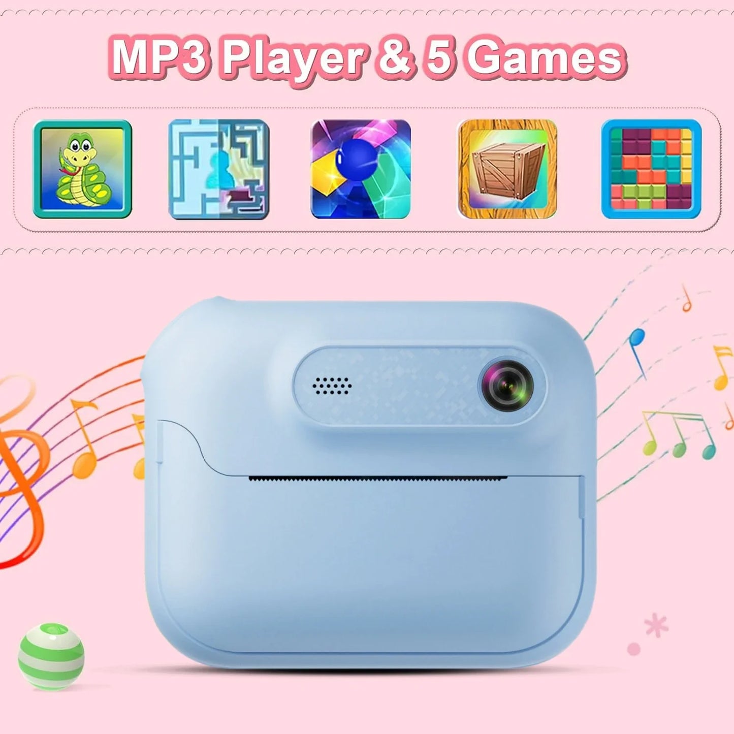 S8 Instant Print Camera for Children 1300mAh Kids Camere Printer 1080P HD Digital Camera for Girls Boys Birthday Gifts